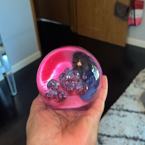 Vintage Made in Sweden 2” Bubbles in Bubble Glass Paperweight - Picture 2 of 3